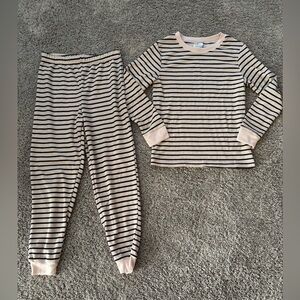 Falls Creek Kids Black and Cream Striped Waffle Knit Pajama Set Size 8M